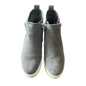 Steve‎ Madden Women's Casual Leather Suede Gray Shoes Wedge Side Zipper Size 8.5
